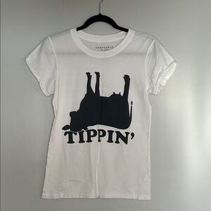 Odd People White T-Shirt with Black Cow Graphic size xs